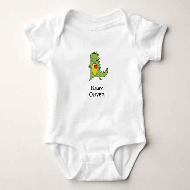Body Para Bebê dinosaur customised baby boy baby grow (Frente)