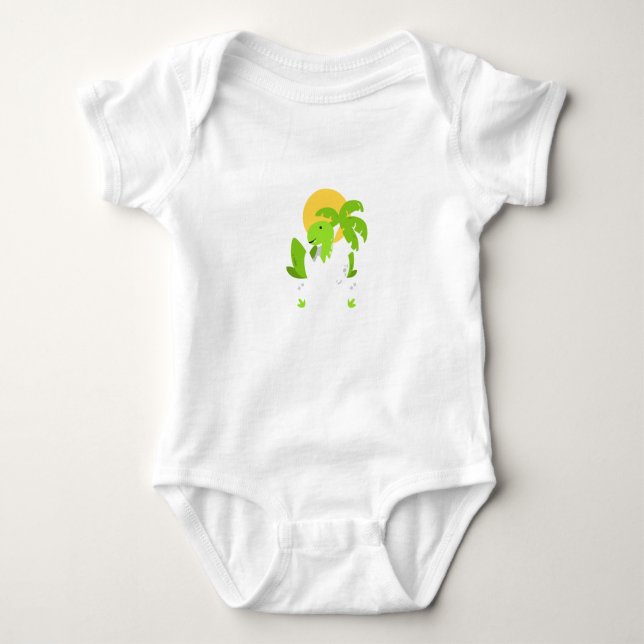 Body Para Bebê DinosaurCartoon BornToBeWild CartoonDino Clipart (Frente)