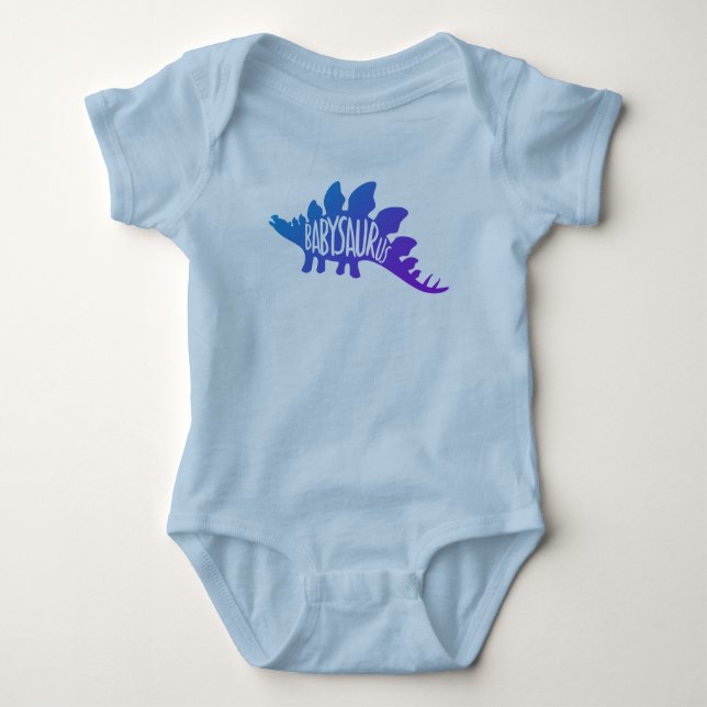Body Para Bebê Dinossauro Bebê Design Bonito De Azul (Frente)