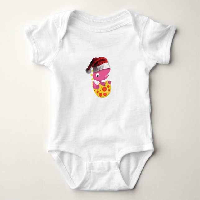 Body Para Bebê Dinossauro de Bebê Natal (Frente)