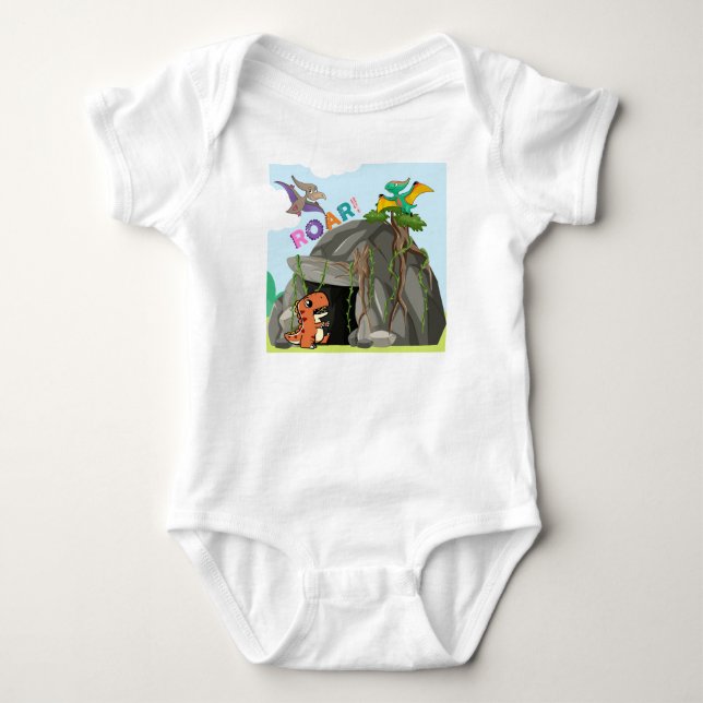 Body Para Bebê Dinossauro e Amigos (Frente)