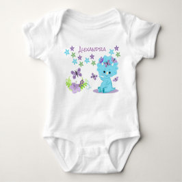 Body Para Bebê Dinossauro Floral Azul Personalizado