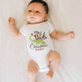Body Para Bebê Dinossauro Gnomo de Natal do Bebê Personalizado