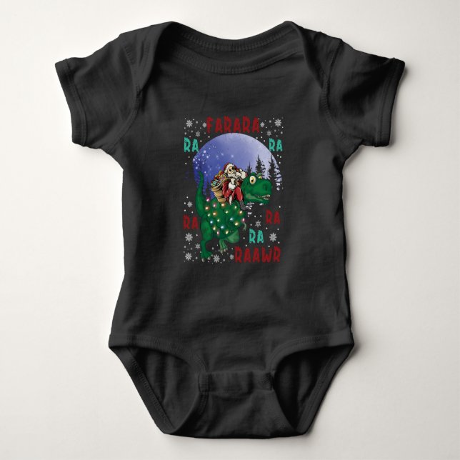 Body Para Bebê Dinossauro Natal Papai Noel (Frente)