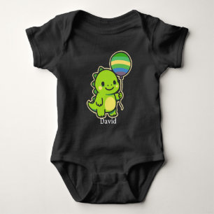 Body Para Bebê Dinossauro Verde Fofo com Balão - Crianças
