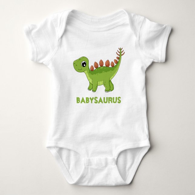 Body Para Bebê Dinossauro Verde Funny Watercolor Dino Personaliza (Frente)