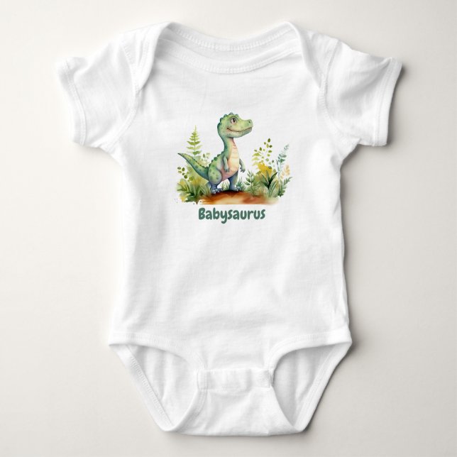 Body Para Bebê Dinossauros Bebê Funny Watercolor Personalizados (Frente)