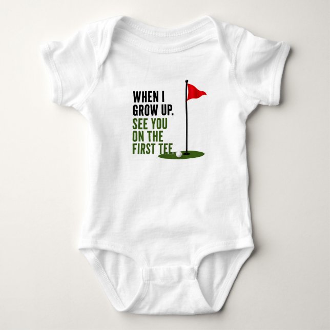 Body Para Bebê Dito engraçado de golfe para bebê golfista (Frente)