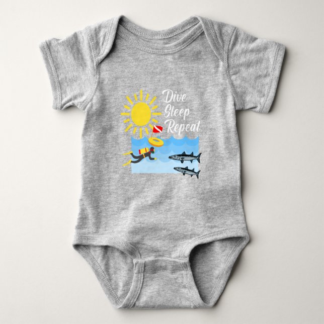 Body Para Bebê Dive Sleep Repetir Design - Bebê Jersey (Frente)