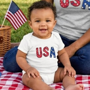 Body Para Bebê Diversão EUA Celebração de Aniversário Vermelho Br