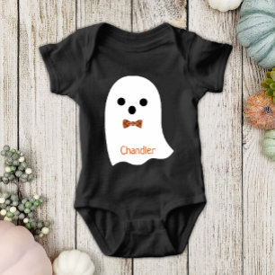 Body Para Bebê Diversão Halloween Boy Ghost Xadrez Arco Baby Name