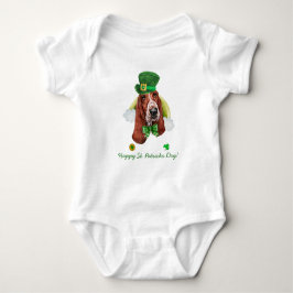 Body Para Bebê Divertido Basset Hound Dourado Dia de São Patrício