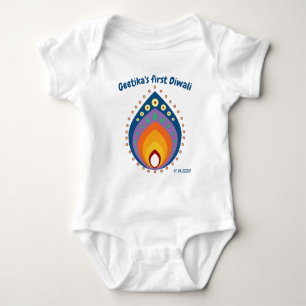Body Para Bebê Diwali, 1rua do bebê, com estilo de nome personal