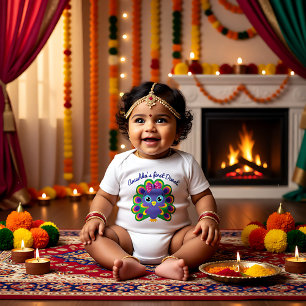 Body Para Bebê Diwali, 1rua do bebê - nome personalizado