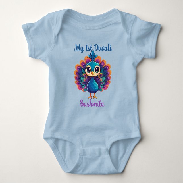 Body Para Bebê Diwali Peacock Debut (Frente)