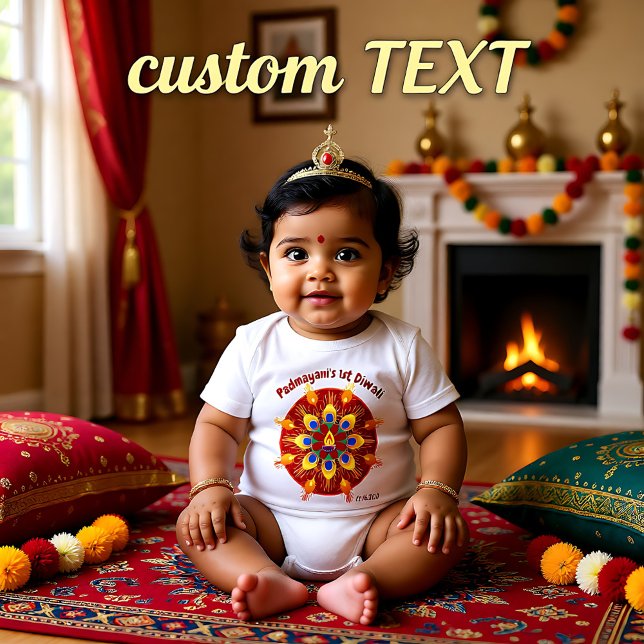 Body Para Bebê Diwali, uma rua de bebê com o nome personalizado 2 (Baby's 1st Diwali with custom name 2 Baby Bodysuit)