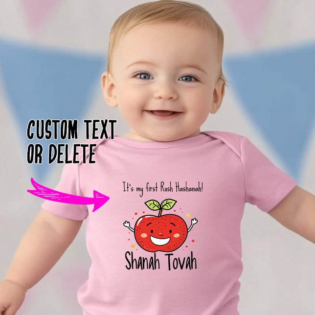 Body Para Bebê 🍎 doce alegria da Apple com texto personalizado (🍎 Sweet Apple Joy with custom text Baby Bodysuit)
