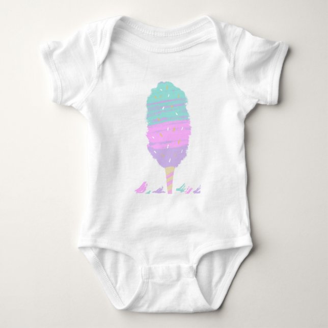 Body Para Bebê Doce Algodão Doce Pastel Desenhado à Mão (Frente)