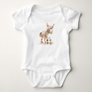 Body Para Bebê Doce Bebê Donkey com Flores e Presente para Bebê
