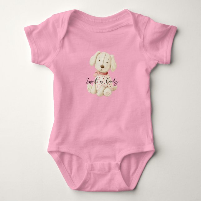 Body Para Bebê Doce como Cachorro de Creme Fofo (Frente)