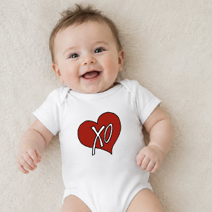 Body Para Bebê Doce Coração Vermelho XO Amor Abraços Beijos