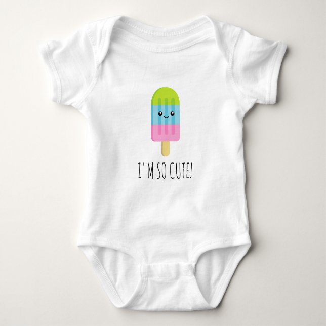 Body Para Bebê Doce desenho Kawaii de sorvete de pirulito (Frente)