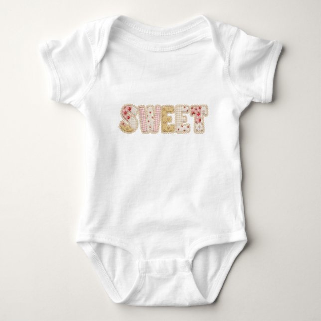 Body Para Bebê Doce Design de Verão com Remendo de Morango (Frente)
