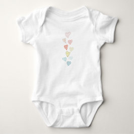 Body Para Bebê Doce Mão Desenhada Corações de Ombre
