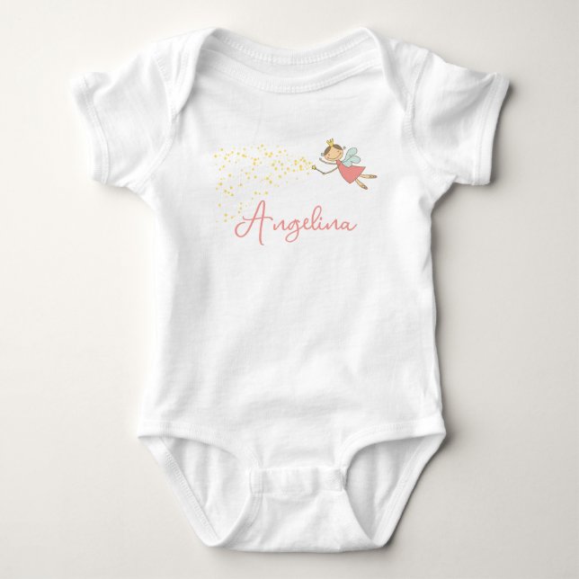 Body Para Bebê Doce Princesa Fada Rosa & Estrelas Menina Capricho (Frente)