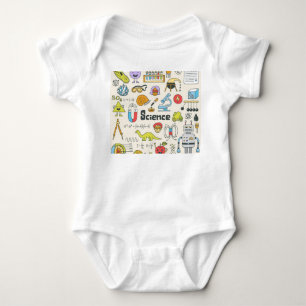 Body Para Bebê Dodles Científicos: Conjunto Escolar Desenho À Mão