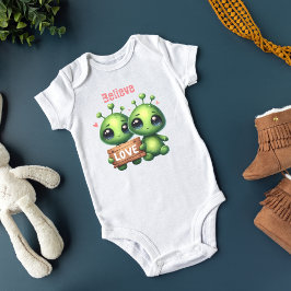 Body Para Bebê Dois aliens de bebê Adoram OVNI Acredite no topo d