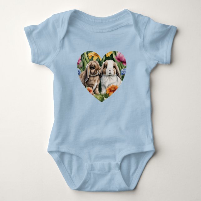 Body Para Bebê Dois coelhos de coelhinho (Frente)