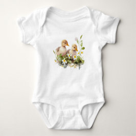 Body Para Bebê Dois Ducklings com Daisies