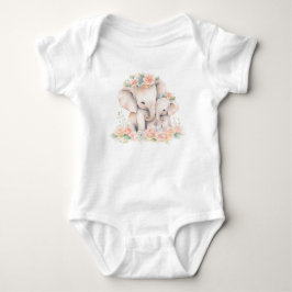 Body Para Bebê Dois Elefantes Aconchegados com Grinalda Floral