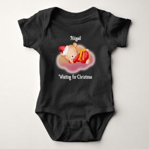 Body Para Bebê Dormindo Urso de Natal Cubo Bebê Roupa