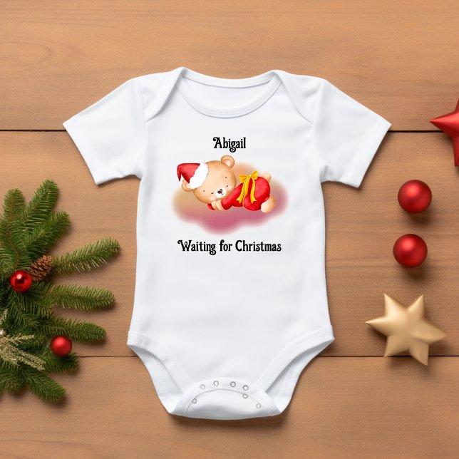Body Para Bebê Dormindo Urso de Natal Cubo Bebê Roupa (Criador carregado)