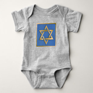 Body Para Bebê Dourada Estrela Azul de David Art Panel Bebê Bodyf