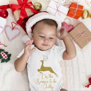 Body Para Bebê Dourada Reindeer Esta é a estação para ser feli