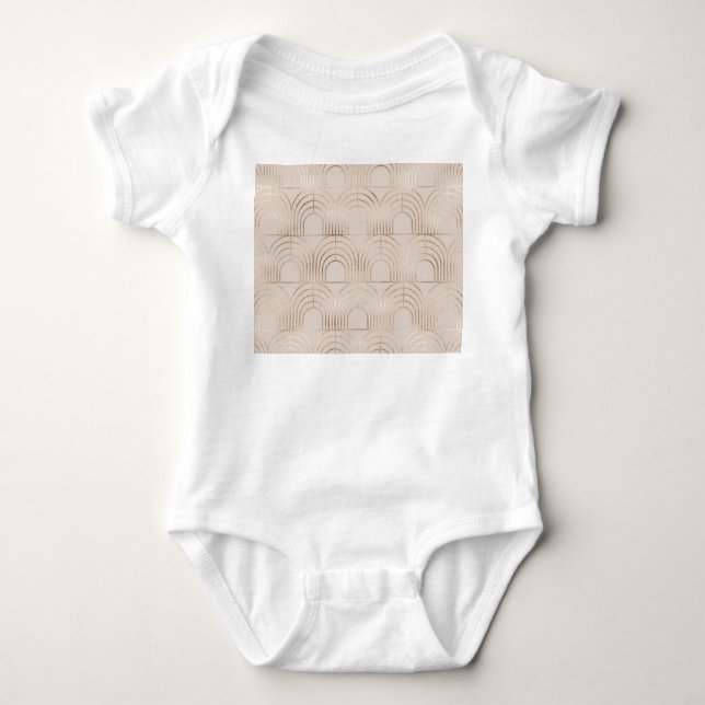 Body Para Bebê Dourado Arch Azulejo Art Deco. (Frente)