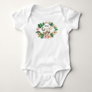 Body Para Bebê Dourados Amigos Safari Molereca Floral