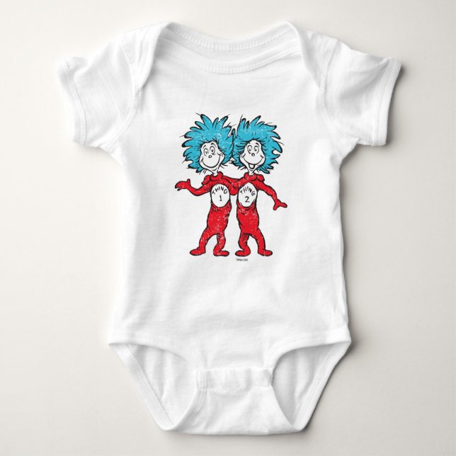 Body Para Bebê Dr. Seuss | Coisa 1, Coisa 2 Sentados (Frente)