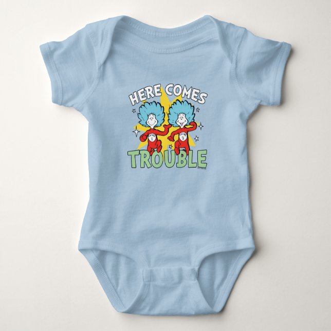 Body Para Bebê Dr. Seuss | Coisa Um Coisa Dois Aqui Vem o Problem (Frente)