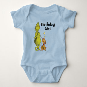 Body Para Bebê Dr. Seuss Grinch Inverno Garota de Aniversário