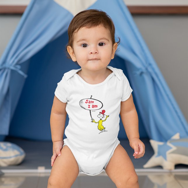 Body Para Bebê Dr. Seuss | Sam-I-Am Segurando Placa (Baby wearing bodysuit)