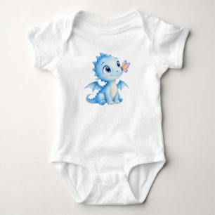 Body Para Bebê Dragão Bebê Aquarela Fofo Com Borboleta
