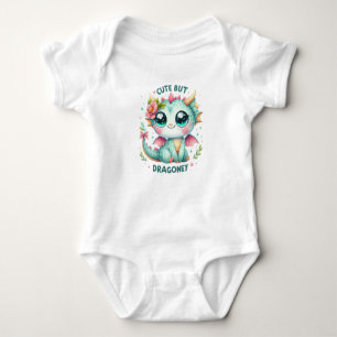 Body Para Bebê Dragão bebê aquarela fofo mas floral arrastado
