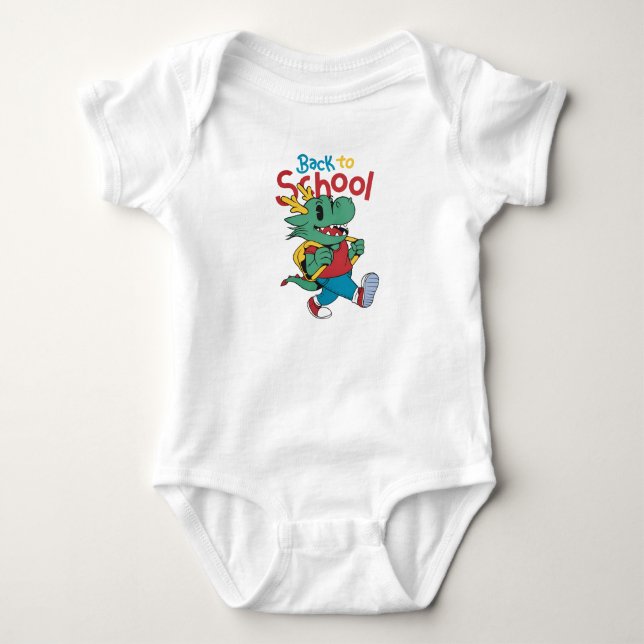 Body Para Bebê Dragão giro de volta à arte escolar (Frente)