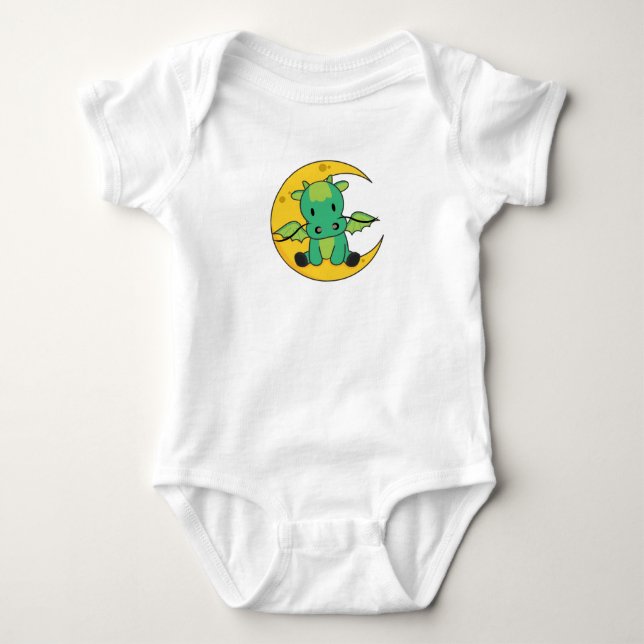 Body Para Bebê Dragão Moon Good Night Dragon Fantasy (Frente)