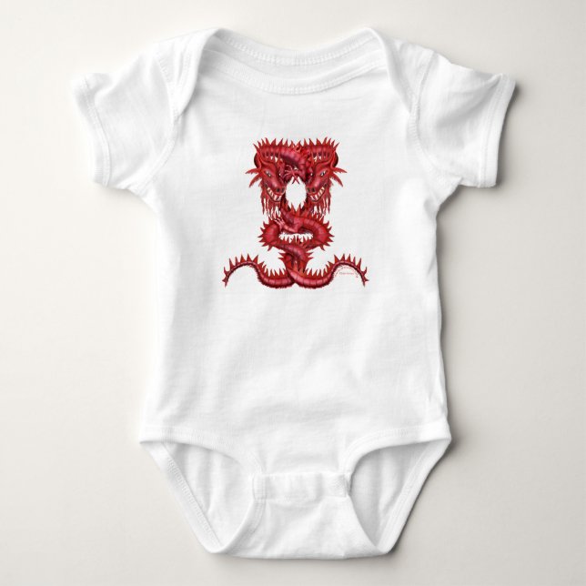 Body Para Bebê Dragão vermelho dobro (Frente)