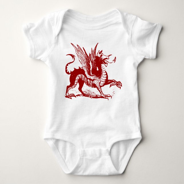 Body Para Bebê Dragon Engraving - Ruby Red (Frente)